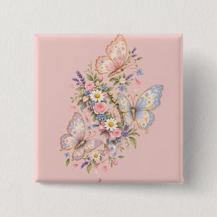 Cute Butterfly Celebration in a Vintage European Button