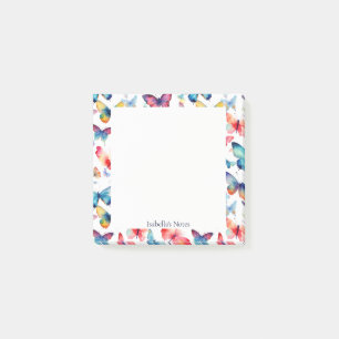 Cute Butterfly Colorful Watercolor Personalized Post-it Notes