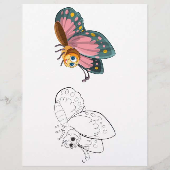 Cute butterfly  coloring page (Front)