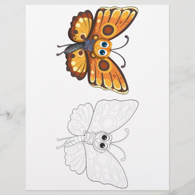 Cute butterfly coloring page (Front)