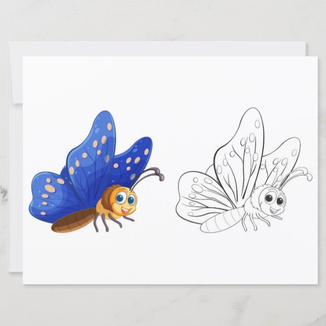 Cute butterfly  coloring page (Front)