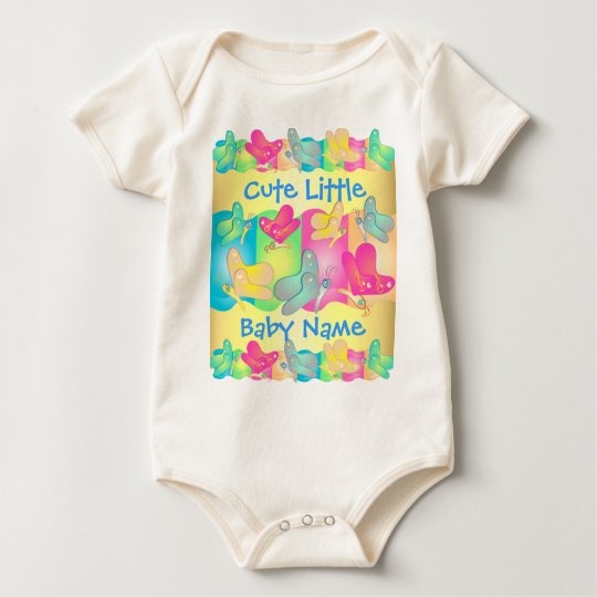 Cute butterfly custom text design for babies baby bodysuit