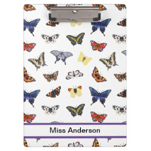 Cute Butterfly Customizable Teacher's Clipboard