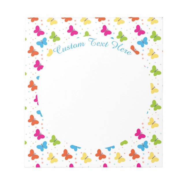 Cute Butterfly Decorative Pattern Personalized Notepad (Front)