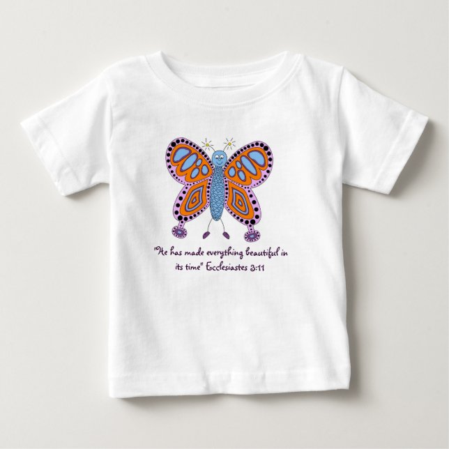 Cute Butterfly design Ecclesiastes bible verse Baby T-Shirt (Front)