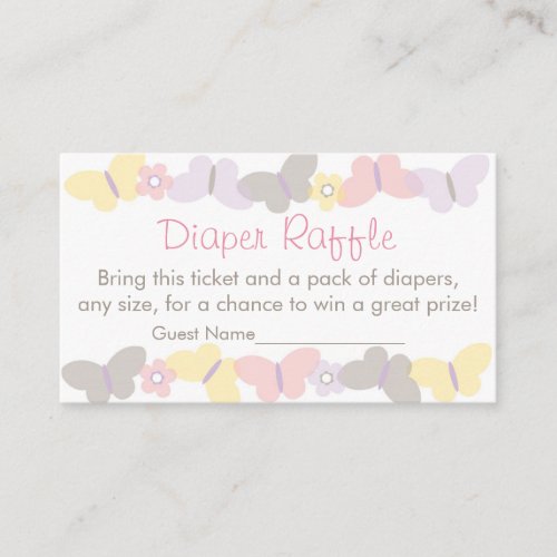 Cute Butterfly Diaper Raffle Tickets Enclosure Card