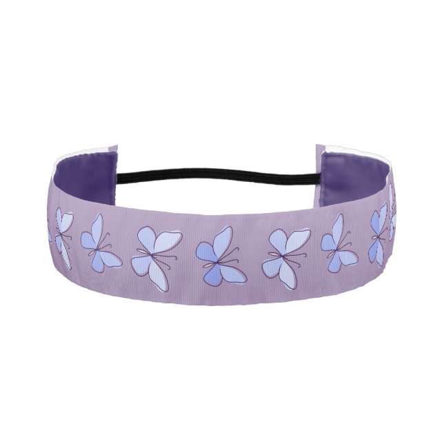 Cute Butterfly Doodle Violet Athletic Headband (Front)