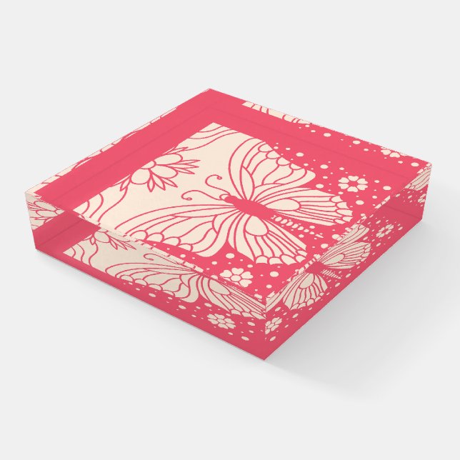 Cute Butterfly Etching Paperweight (Angled)