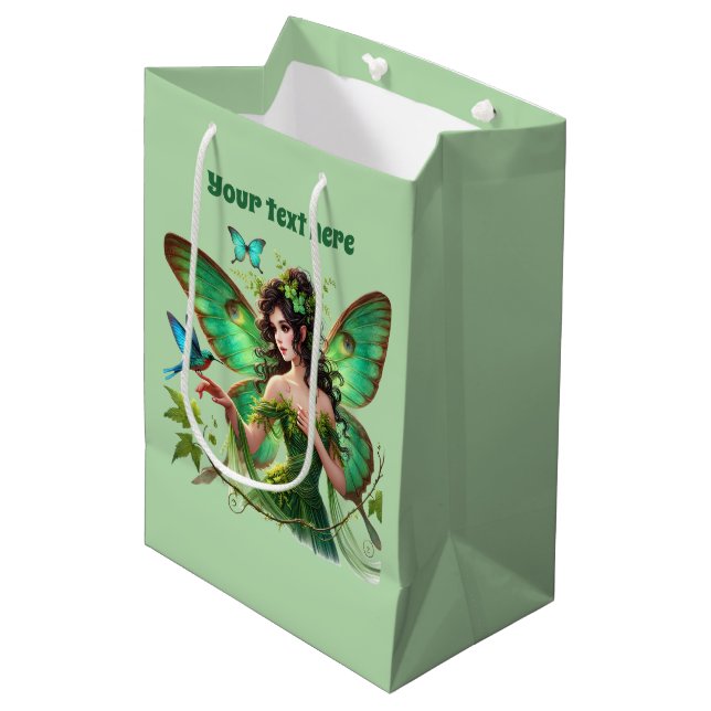 Cute butterfly fairy customizable party medium gift bag (Front Angled)