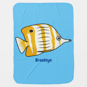 Cute butterfly fish cartoon illustration baby blanket
