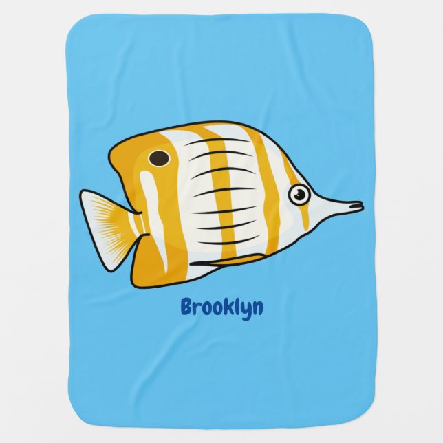 Cute butterfly fish cartoon illustration  baby blanket (Front)