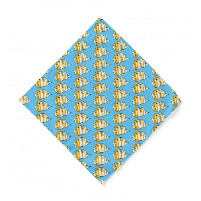 Cute butterfly fish cartoon illustration bandana (Front)