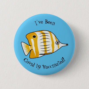 Cute butterfly fish cartoon illustration button