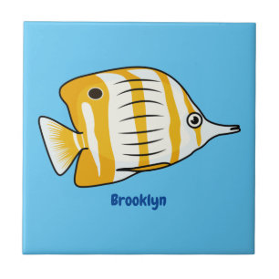Cute butterfly fish cartoon illustration  ceramic tile