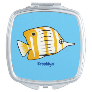 Cute butterfly fish cartoon illustration compact mirror