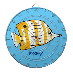 Cute butterfly fish cartoon illustration dart board