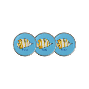 Cute butterfly fish cartoon illustration golf ball marker