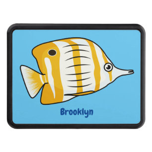Cute butterfly fish cartoon illustration hitch cover