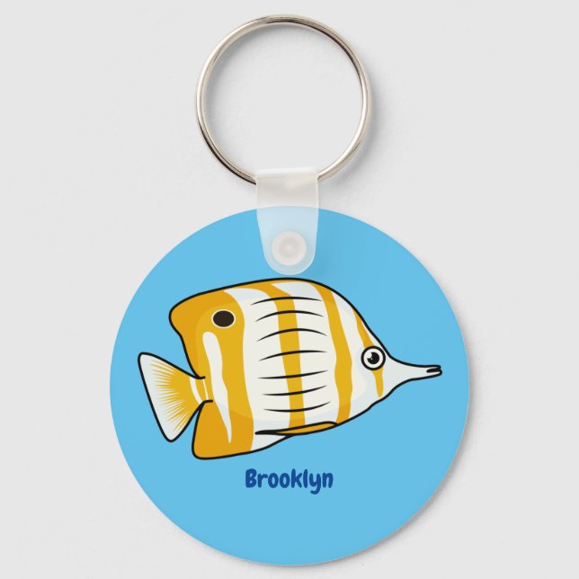 Cute butterfly fish cartoon illustration  keychain (Front)