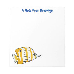 Cute butterfly fish cartoon illustration  notepad