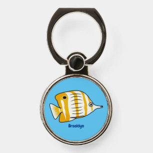 Cute butterfly fish cartoon illustration phone ring stand