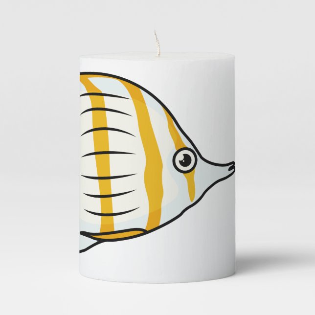 Cute butterfly fish cartoon illustration pillar candle (Front)
