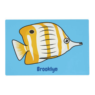 Cute butterfly fish cartoon illustration placemat