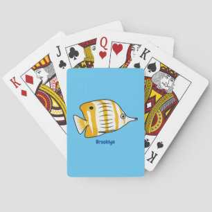 Cute butterfly fish cartoon illustration poker cards