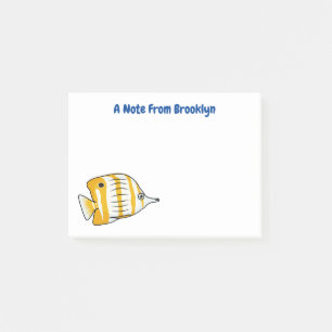 Cute butterfly fish cartoon illustration post-it notes