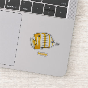 Cute butterfly fish cartoon illustration sticker