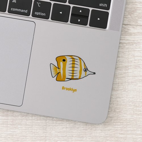 Cute butterfly fish cartoon illustration sticker