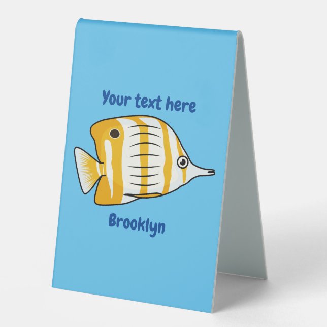 Cute butterfly fish cartoon illustration table tent (Front)