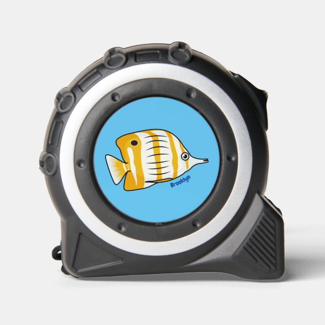Cute butterfly fish cartoon illustration tape measure (Front)