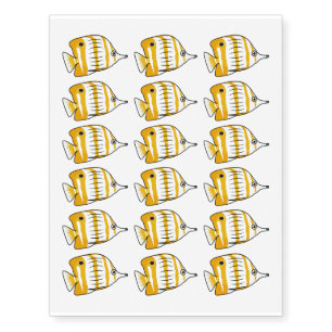 Cute butterfly fish cartoon illustration temporary tattoos