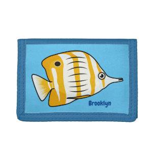 Cute butterfly fish cartoon illustration tri-fold wallet