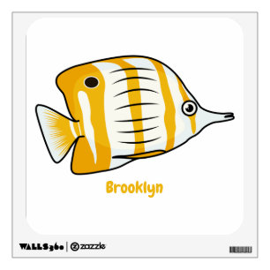 Cute butterfly fish cartoon illustration wall decal