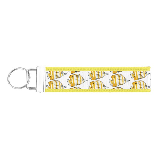 Cute butterfly fish cartoon illustration wrist keychain (Keys on Left)