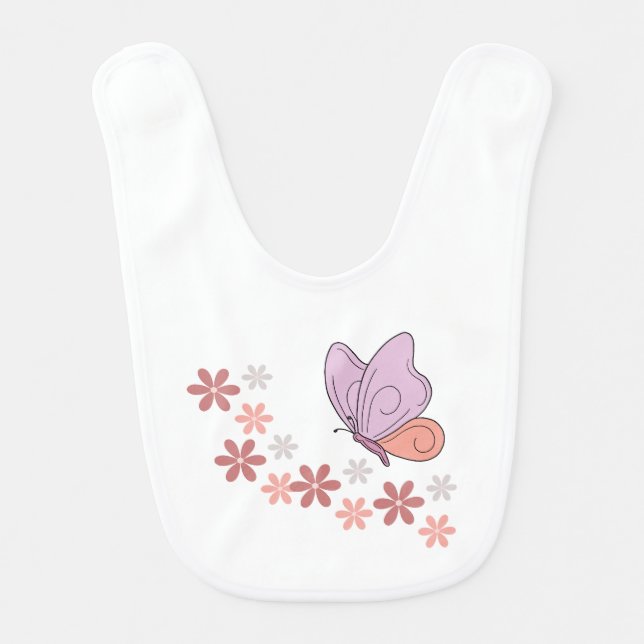 Cute butterfly floral art baby bib (Front)