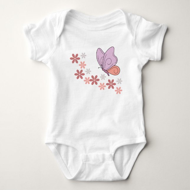 Cute butterfly floral art baby bodysuit (Front)