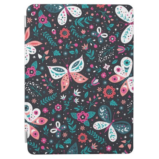 Cute Butterfly Floral Green iPad Cover