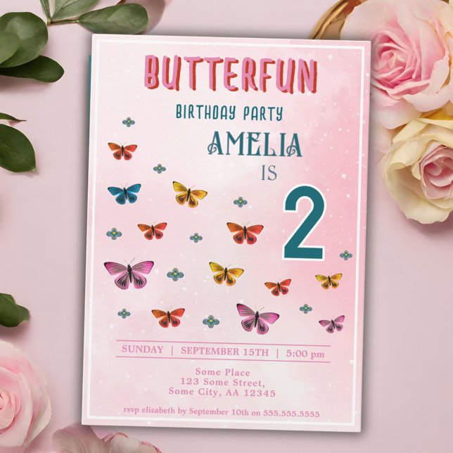 Cute Butterfly Flowers Girl Birthday Party  Invitation (Creator Uploaded)