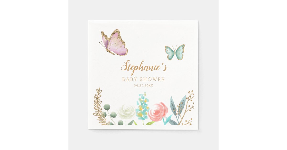 Cute Butterfly Garden Baby Shower Napkins Zazzle Com