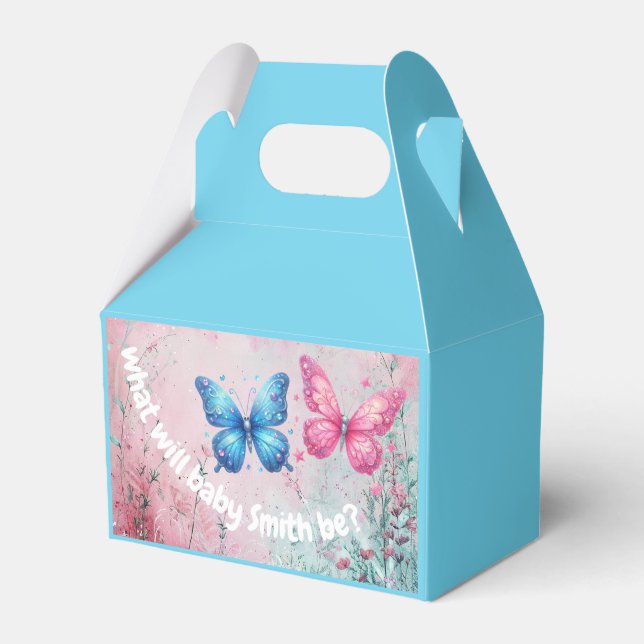 cute butterfly Gender Reveal Party garden Favor Boxes (Front Side)