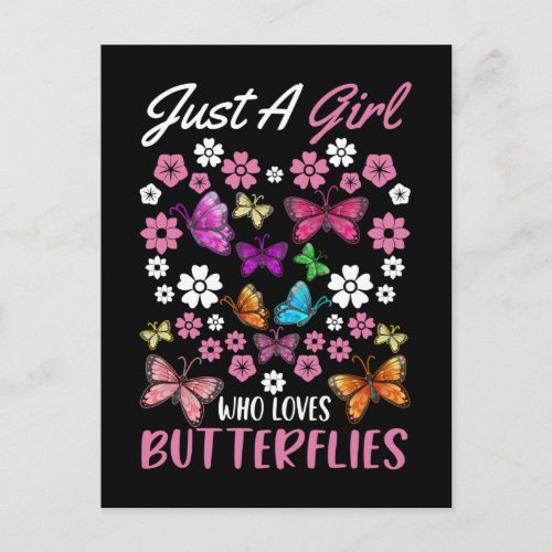 Cute Butterfly Girl Butterflies Flowers Postcard