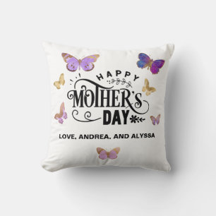 Cute Butterfly Happy Mother's Day Throw Pillow
