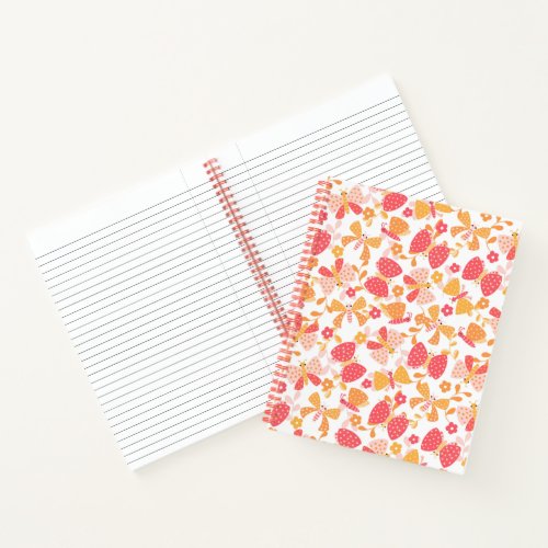 Cute butterfly in a flower garden note book