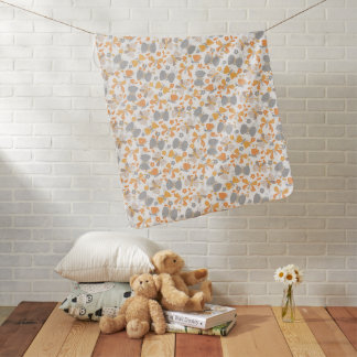 Cute butterfly in a flower garden orange gray baby blanket