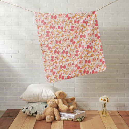 Cute butterfly in a flower garden orange yellow baby blanket