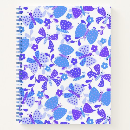 Cute butterfly in a flower garden spiral note book