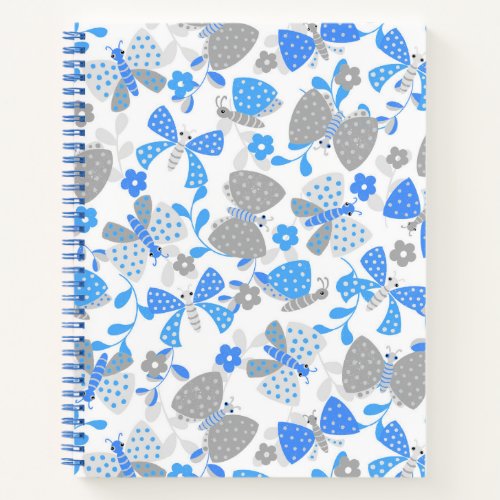 Cute butterfly in a flower garden spiral note book